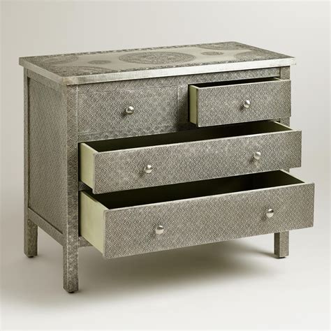 embossed metal box on wrought iron base|Metal Embossed Furniture .